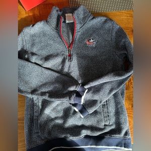 NHL Sweater Womens S Navy Herringbone Columbus Blue Jackets Soft Quarter Zip‎